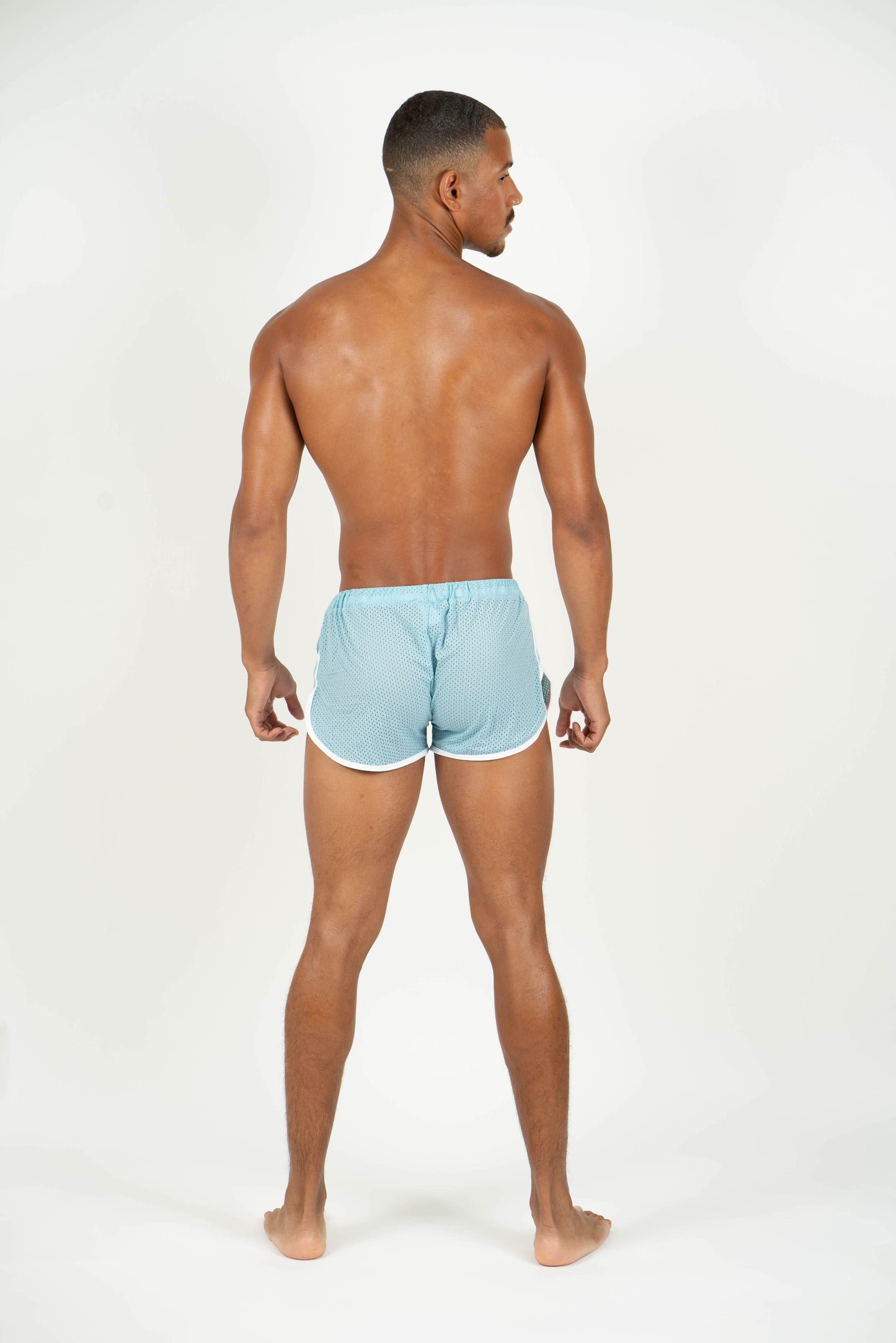 Goal Line Side Split Mesh Booty Shorts