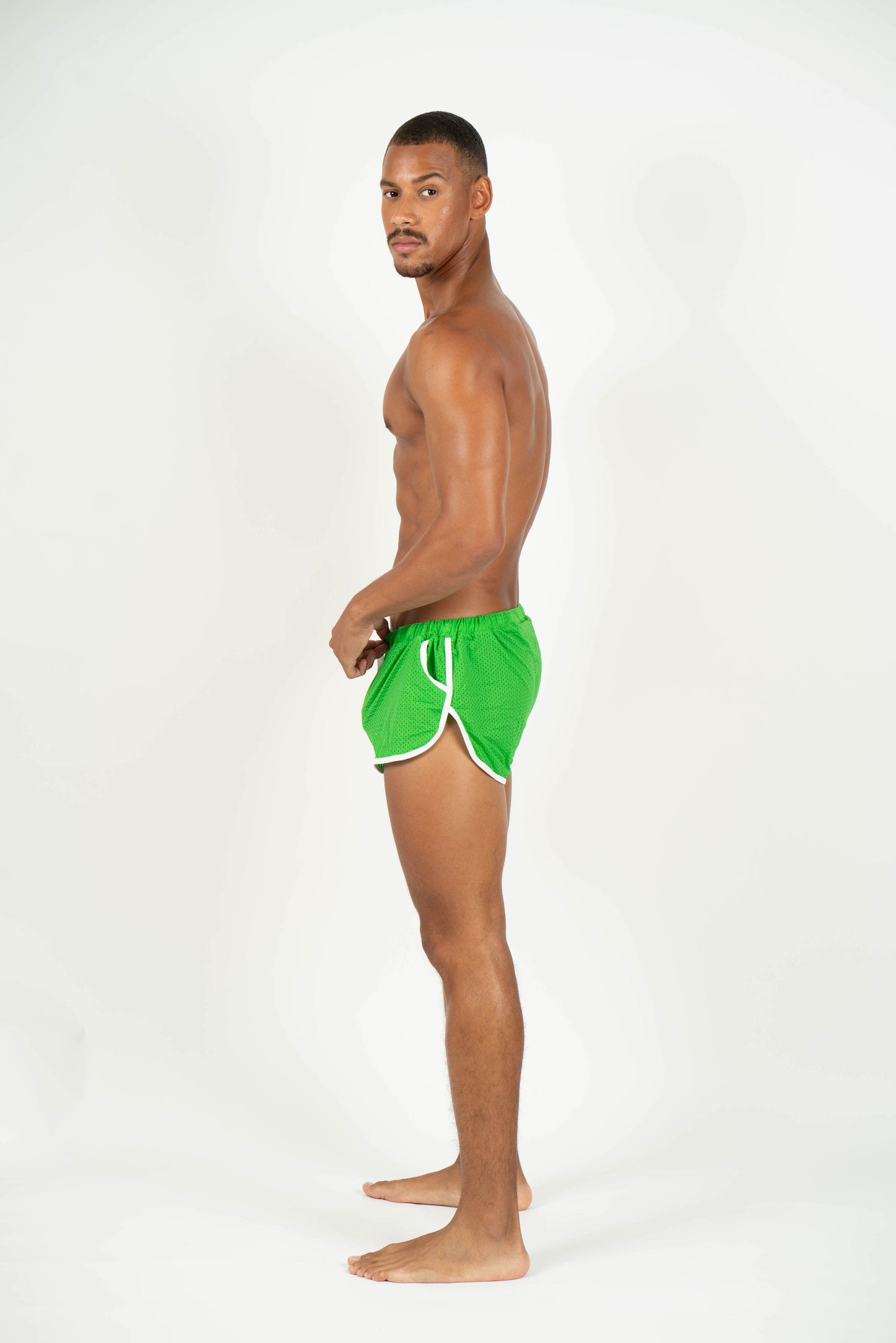 Goal Line Side Split Mesh Booty Shorts